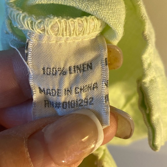 Lulu-B 100% Linen Lime Green Lagenlook Loose Top, size Large - Picture 4 of 10